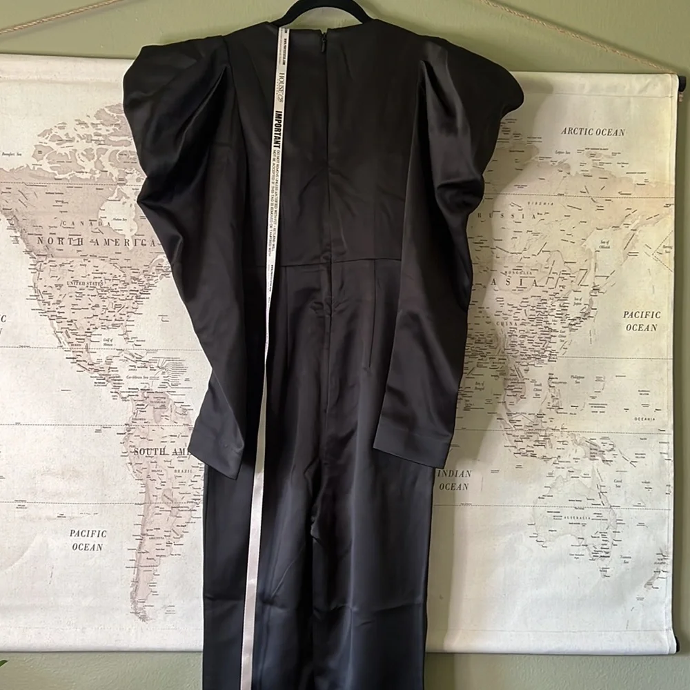House of CB ‘Escalia’ Black Stretch Satin Jumpsuit NWOT - Picture 8 of 9